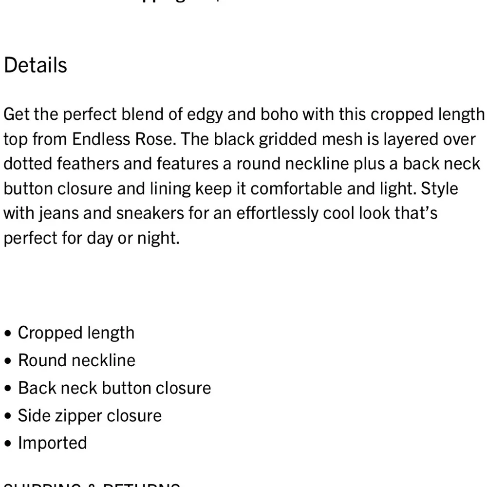 ENDLESS ROSE Gridded Mesh Feathered Cropped Top - Picture 4 of 9